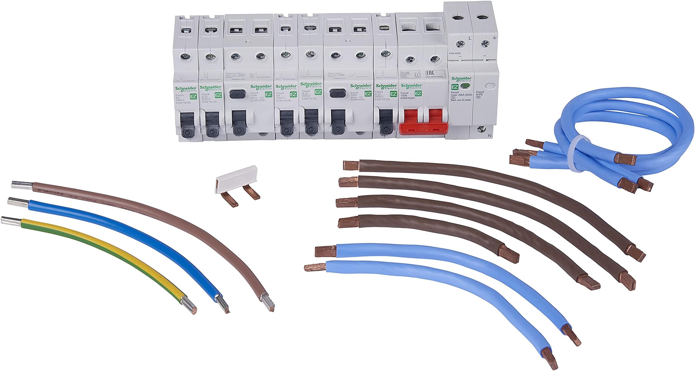 – Schneider EZ9 MCB CCU Kit 4 mcbs, 2 RCDs 100amp