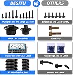 Besitu 280Pcs Metric Flange Bolt Assortment, M6x1.0, M8x1.25, M10x1.5 (12mm to 30mm) Assorted Hex Bolts and Nuts Washers Kit for Automotive, 10.9 Black Zinc Galvanized