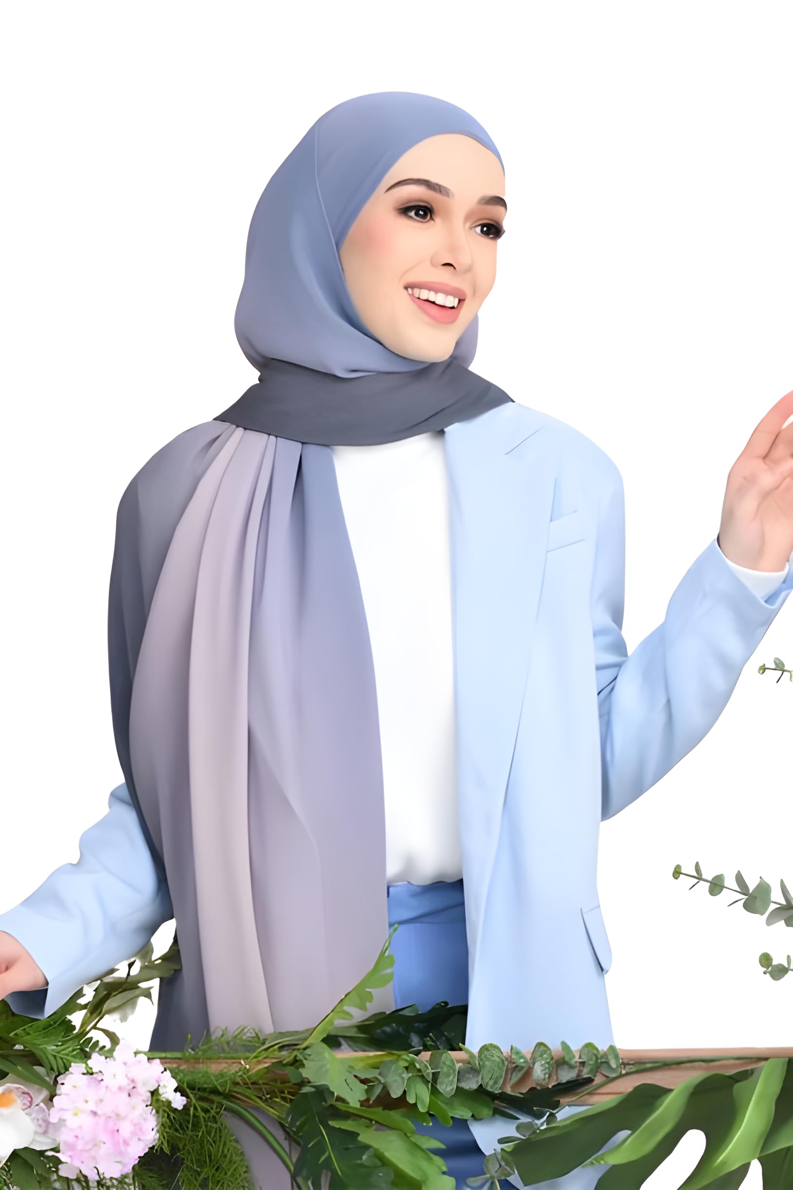 FIDROXHijab's Modest Women's Designed Stylish Printed Smoothy Silk Ombre Style Fashion Women Simple Stole Scarf Hijab Designs