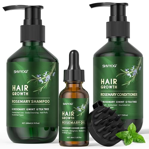 Rosmarin Shampoo Conditioner Set, Haarwuchsöl mit Rosmarin Minz Biotin, Shampoo