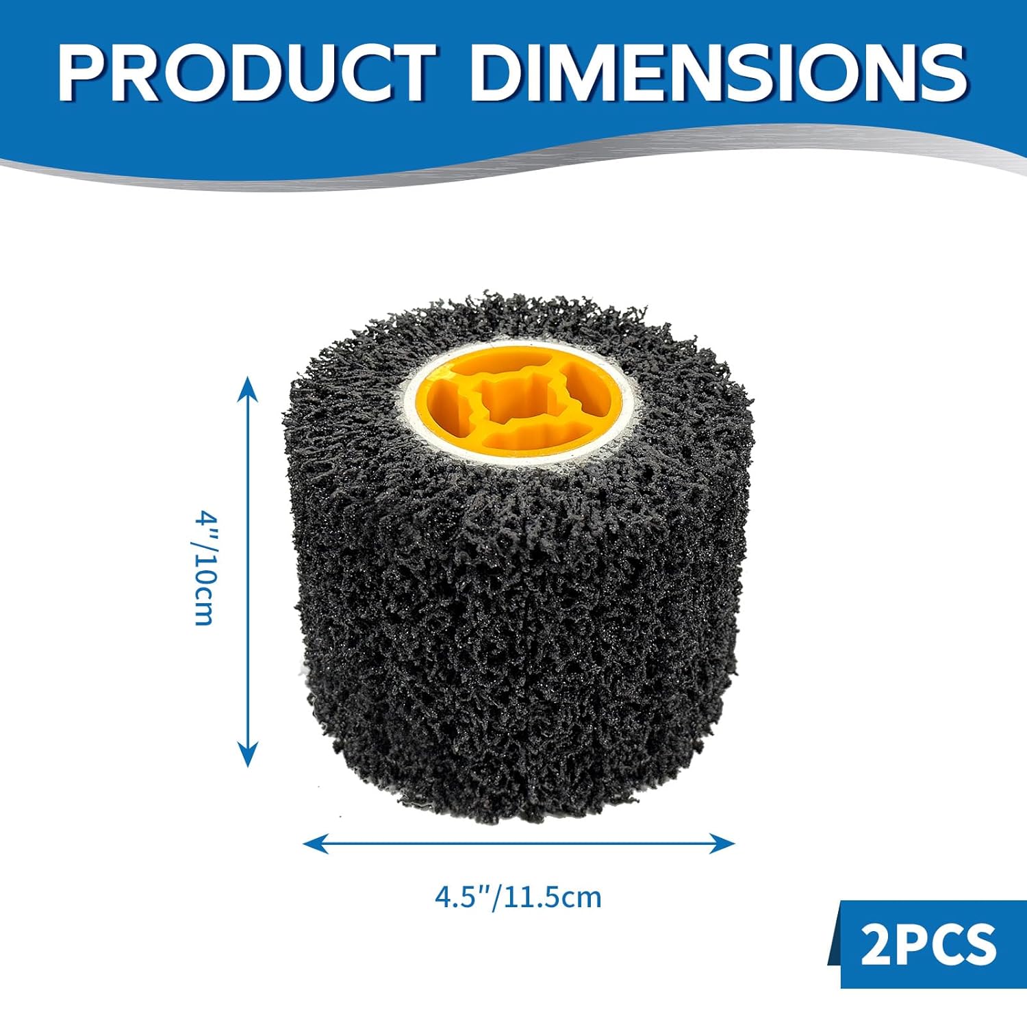2 Pack 4.5 x 4 Inch Abrasive Drawing Drum, 40 Grit Sanding Wheel with 3/4 Inch Quad Keyway, Surface Conditioning Burnishing Tool for Hand Held Polishing Machine