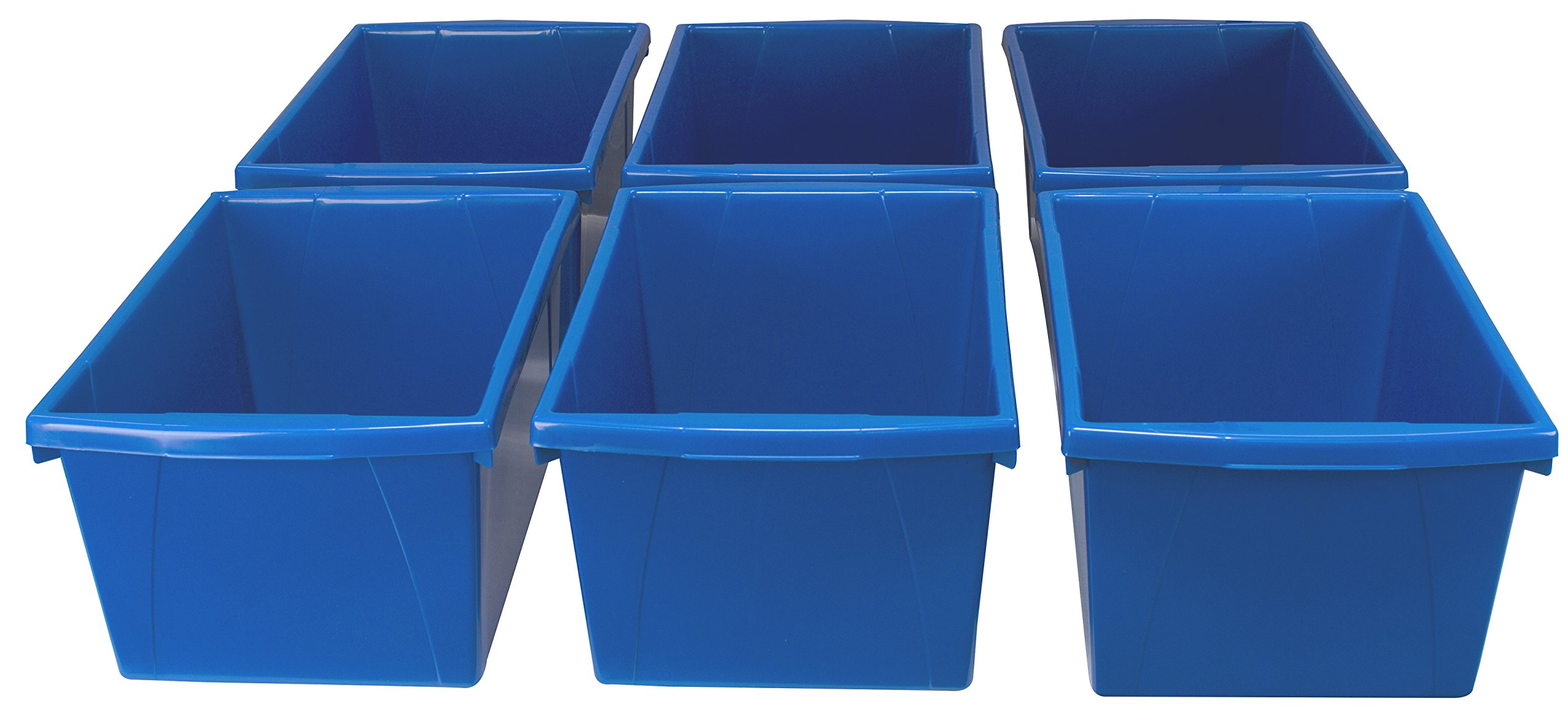 Storex 5.5 Gallon Storage Bin – Plastic Classroom Organizer for Books and Supplies, Blue, 6-Pack (61482U06C)