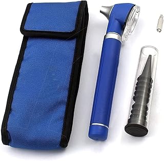 PRECISE CANADA: Fiber Optic Mini Otoscope Set - Diagnostic Examination Set - Pocket Size - (Blue) + 1 Free Extra Bulb New