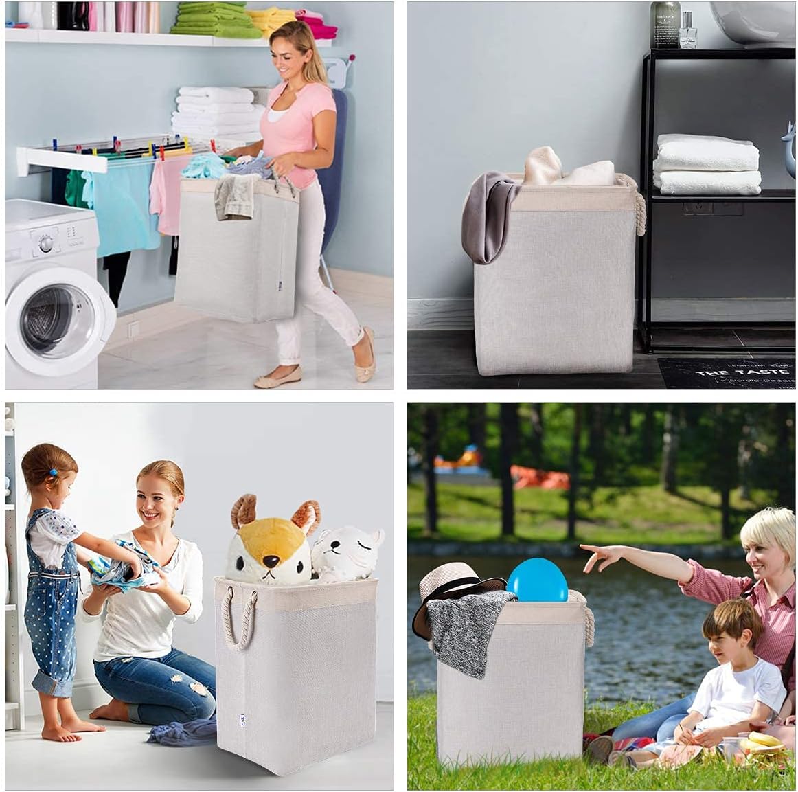 DYD Laundry Basket with Handles & Brackets Small/Large/Tall Hamper for Kid Girl Collapsible Washing Bin Built-in Lining for Bedroom Dorm Toy Clothing Storage
