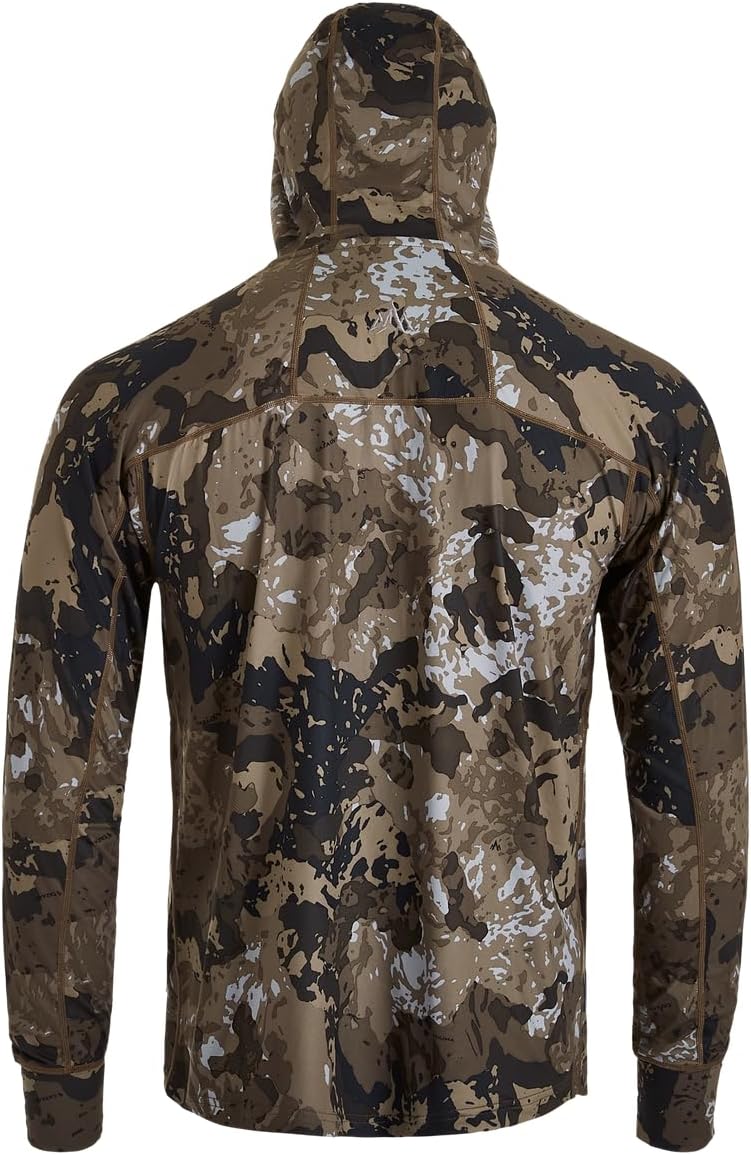 Pnuma Outdoors Renegade Swift Zip Hoodie, Caza Camo, 4-Way Stretch, UPF 50+, Odor Resistant, Thumb Holes (RS-HD-OV)