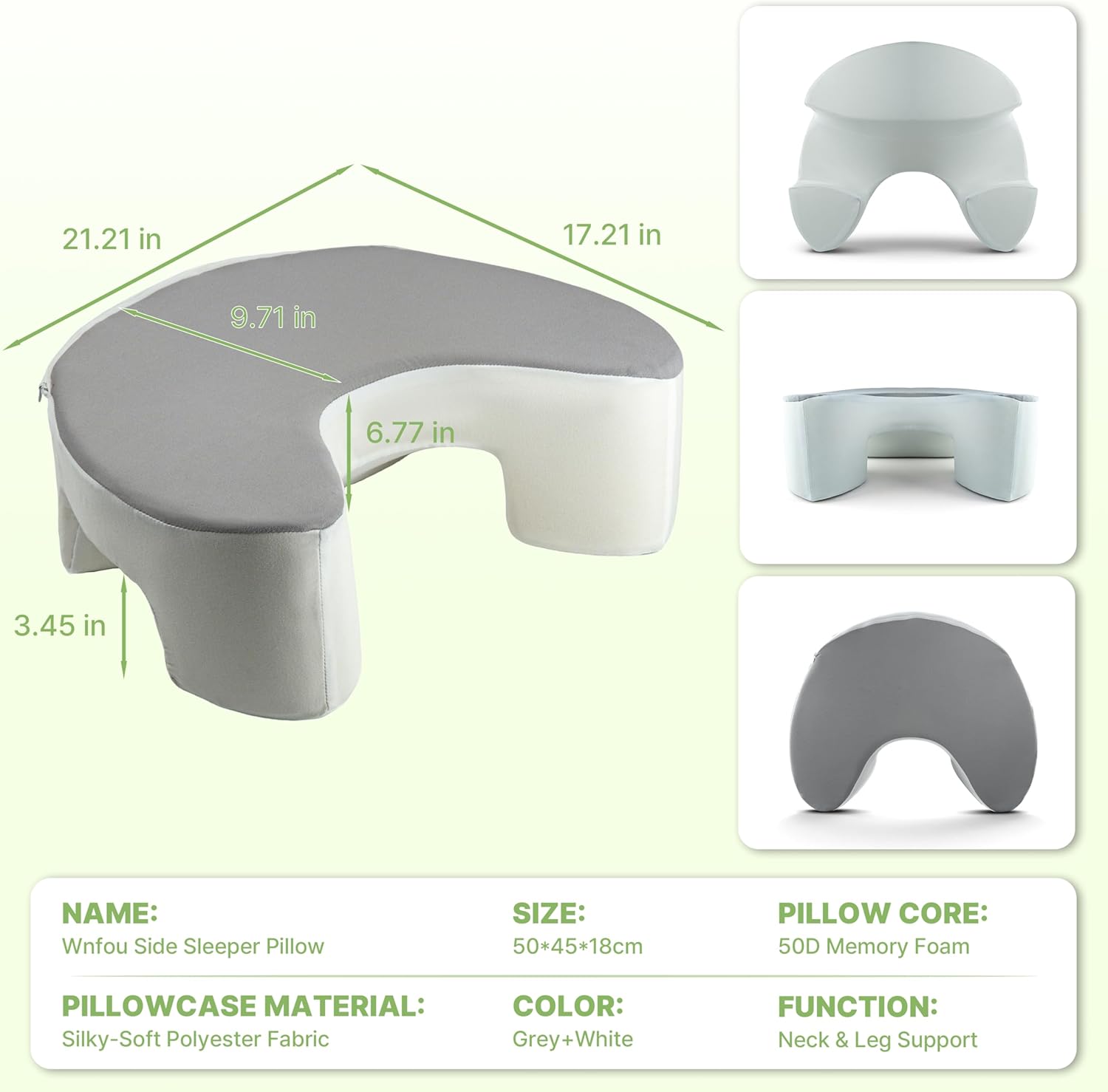 Side Sleeper Pillow with Arm Holes for Shoulder Pain Relief, Ergonomic Memory Foam Pillow for Neck & Rotator Cuff Support, Knee Pillow Between Legs for Adults