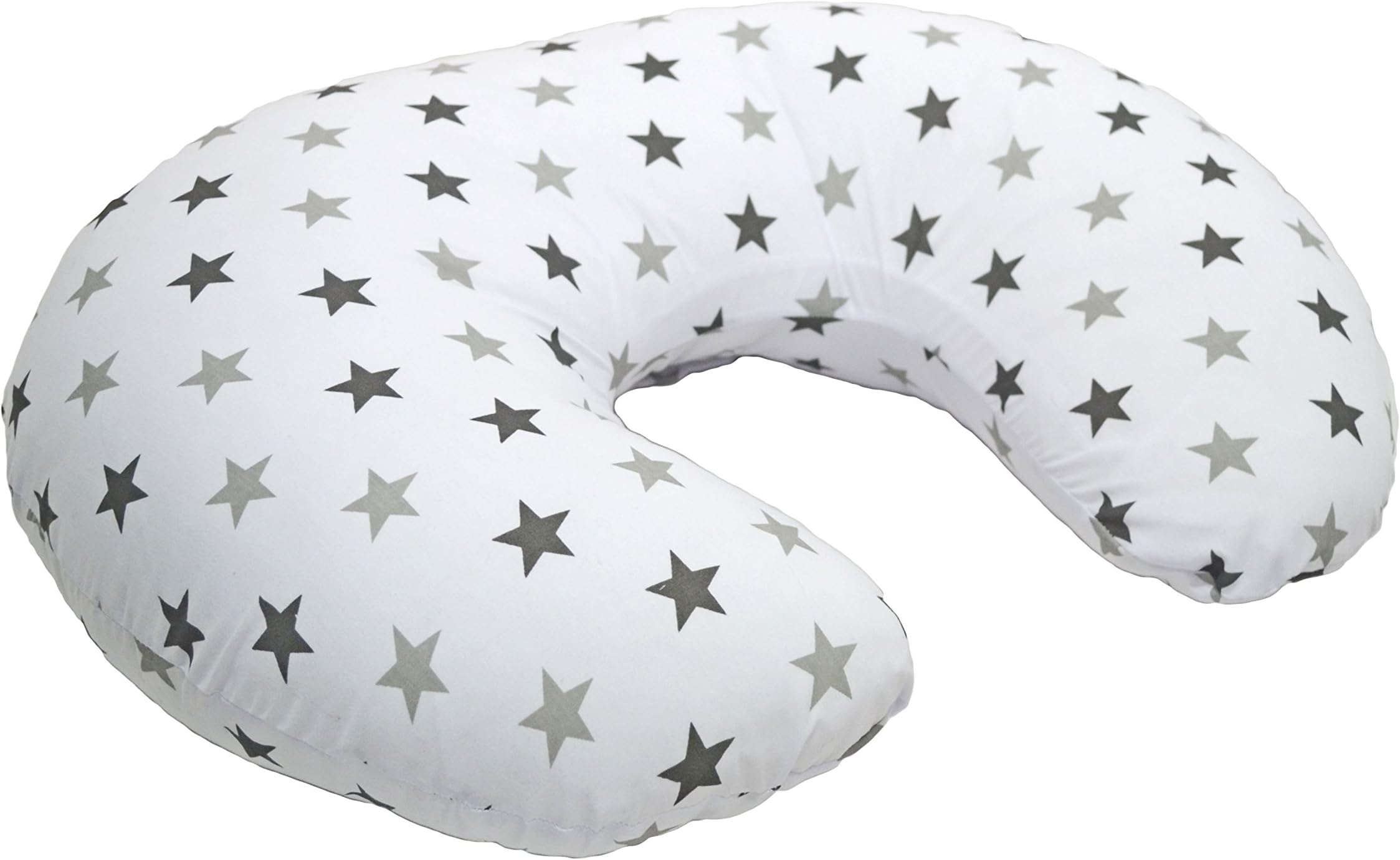 Cuddles Collection Nursing Pillow with 100% Cotton Cover - Removable Cover Breastfeeding Pillows for Comfortable Nursing Support Baby Pillow (Silver Twinkle)