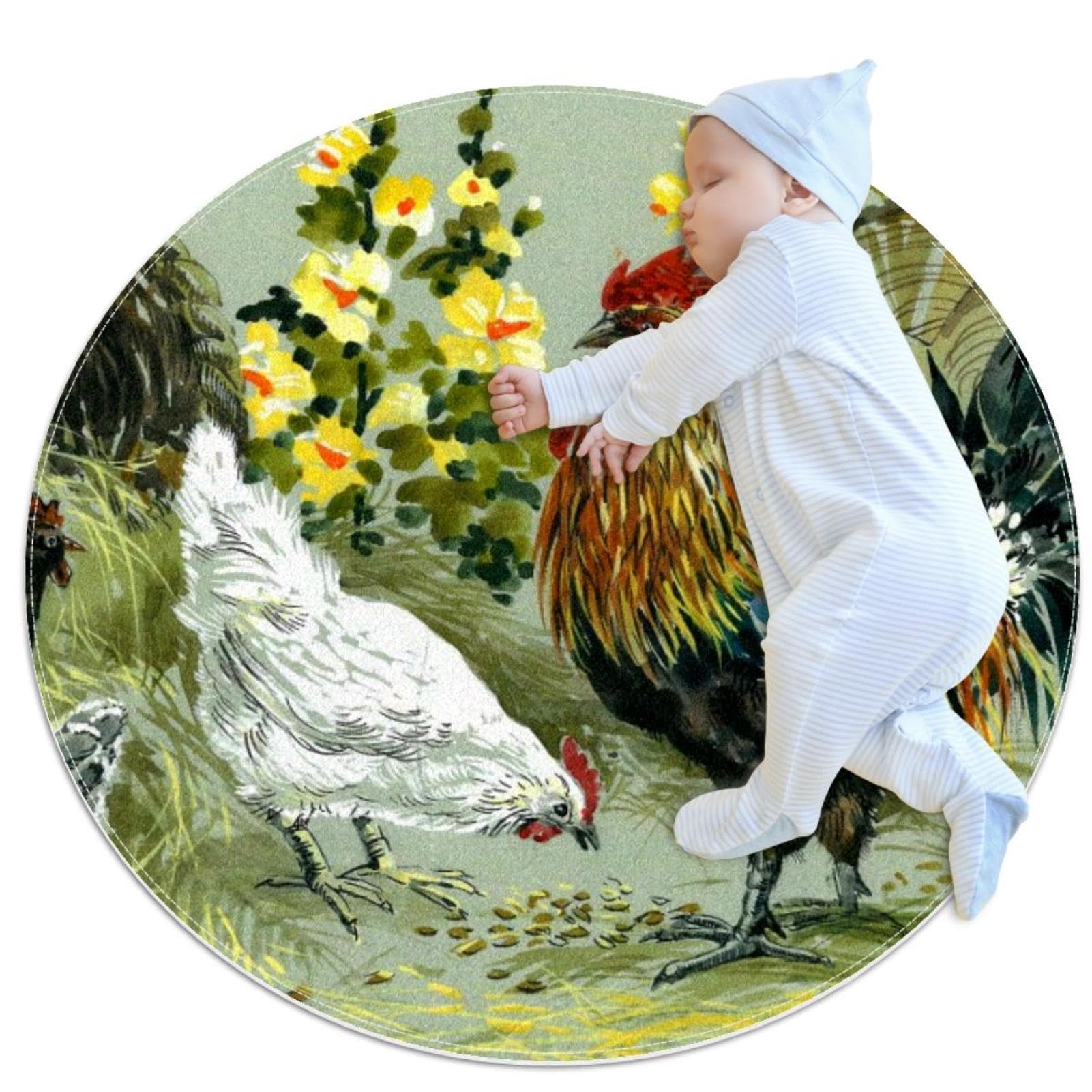 Tapis de salle de bain antidérapant poules pour chambre d'enfant