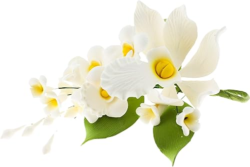 Vista 16 de Global Sugar Art Cattleya Orchid Sugar Cake Flowers - Aerosol arqueado, blanco, 1 unidad por el chef Alan Tetreault Cattleya - Spray de orquídea
