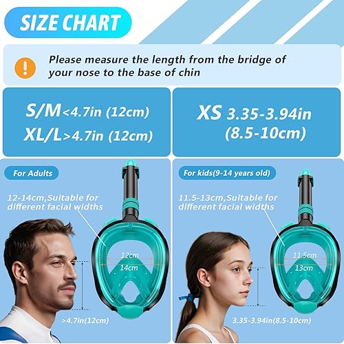 Miniatura 5 de Greatever G2 Adults Kids Full Face Snorkel Mask 2 Pcs,Snorkeling Gear with Latest Dry Top System,Foldable 180 Degree Panoramic View,Safe