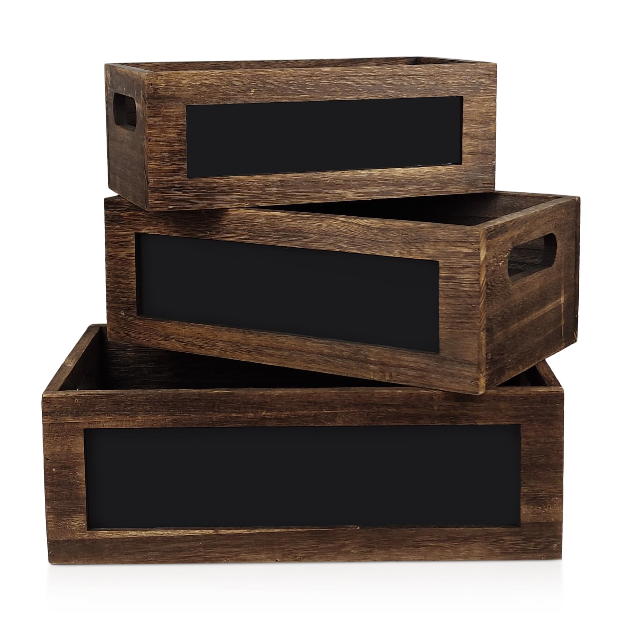 Axincardarm Set of 3 Wood Nesting Storage Crates Rustic Wooden Crate Box Farmhouse Wood Crate for Fruit, Vegetables, Kitchen, Living Room