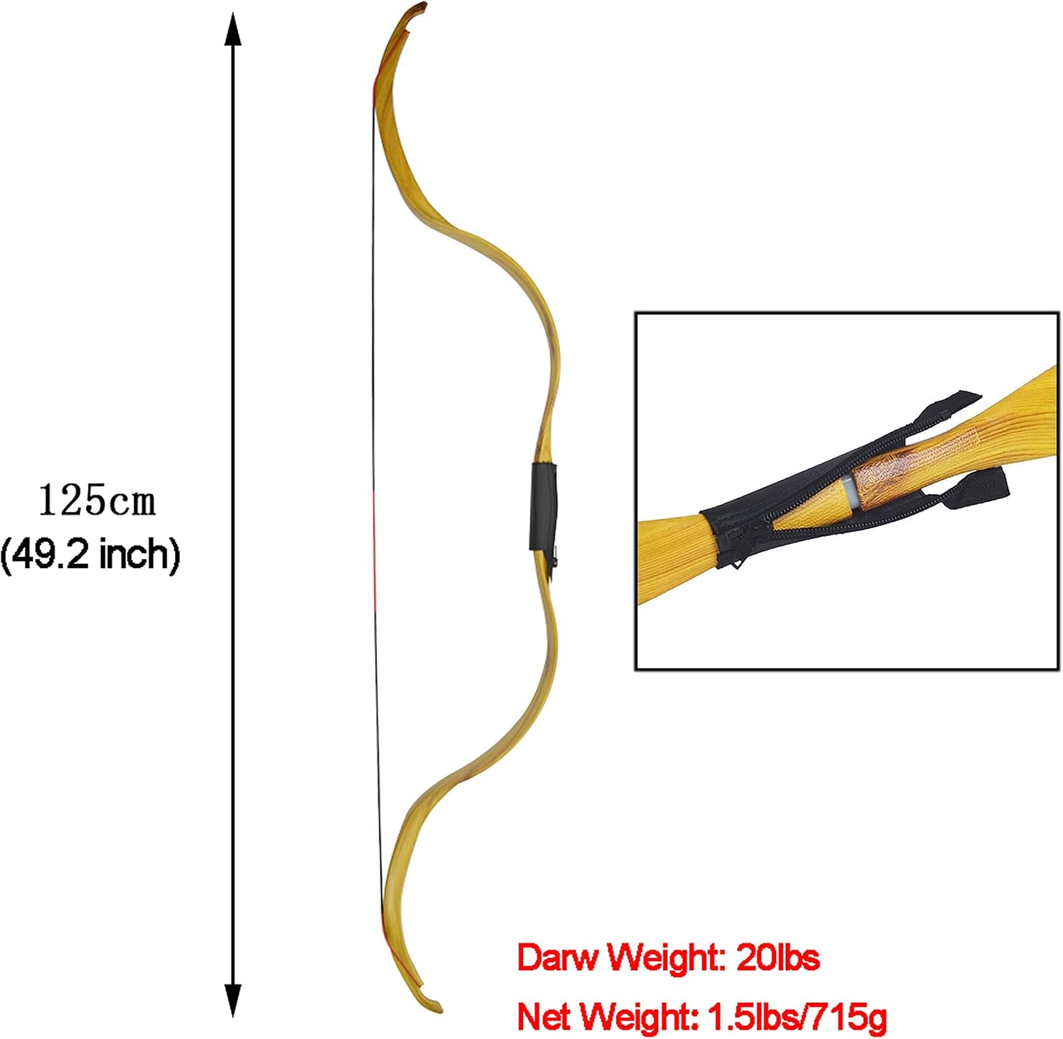 ZSHJGJR Traditional Recurve Bow and Arrow Set Longbow Handmade Mongolian Horse Bow Takedown Bow for Archery Outdoor Hunting Target Shooting