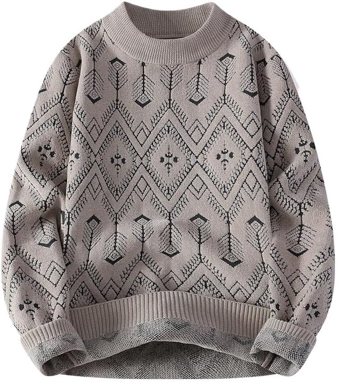 Men's Chenille Sweater Printing Round Neck Knitted Base Sweaters