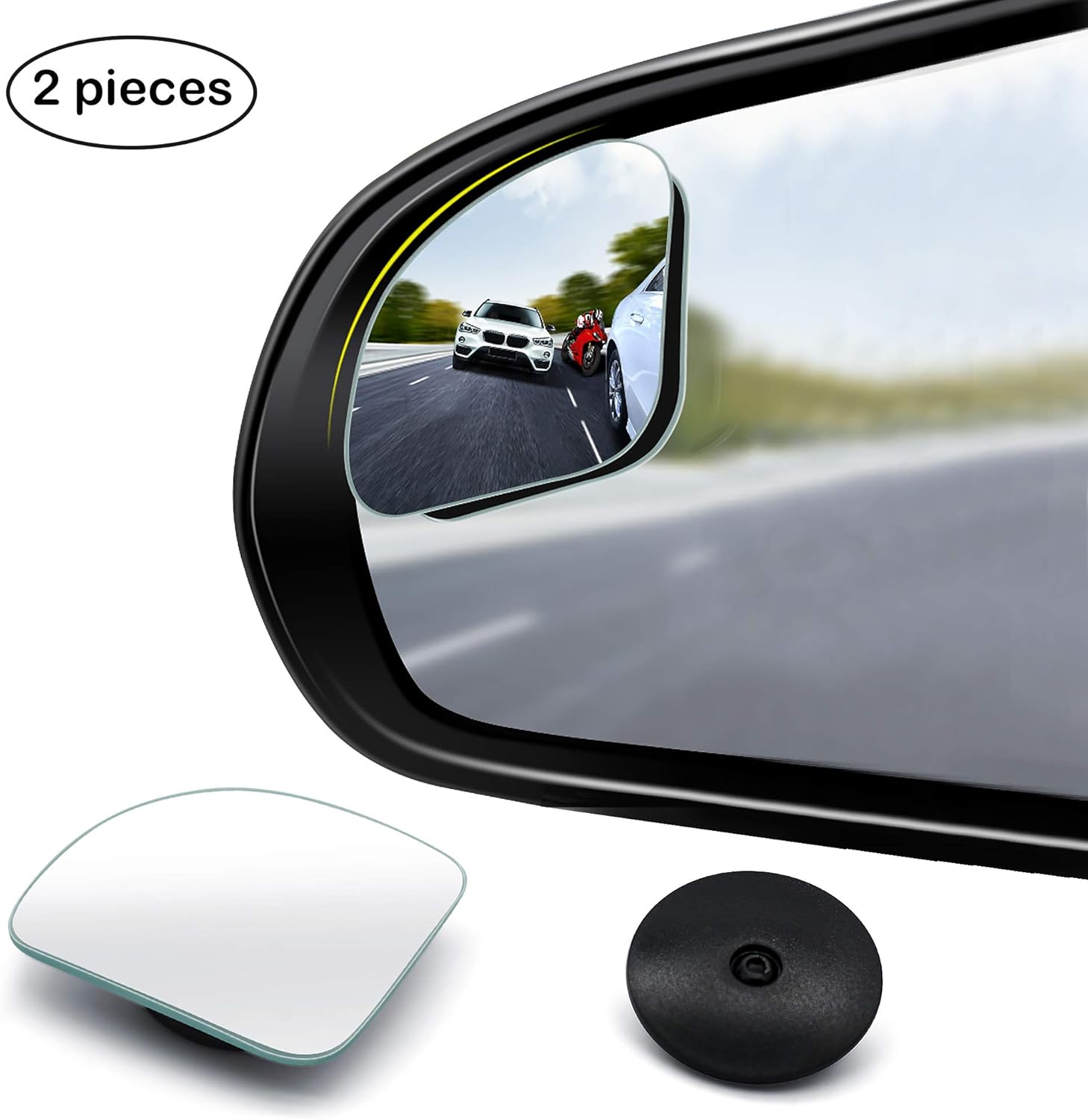 CUNCUI 2pcs Fan Shaped Blind Spot Mirror, 360 Degree