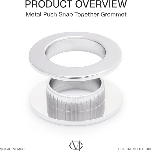 Miniatura 6 de CRAFTMEMORE Anillos de metal a presión con ojales de superficie plana, anillos tóricos para bolso, fácil instalación, paquete de 4 (0.433 in (716