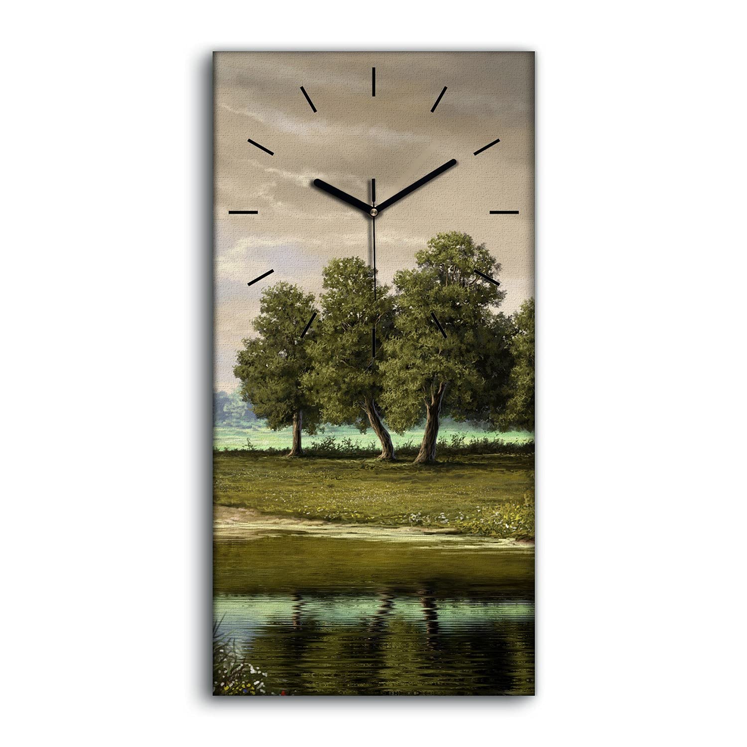 Horloge sur Toile art mural moderne Coloray 30x60cm rivière digitale silencieuse salon