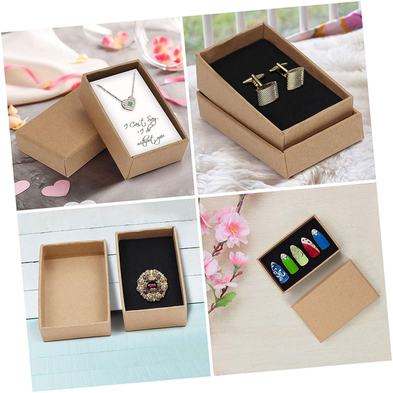 Mipcase 24pièces Boîtes Cadeaux pour Bijoux Papier Kraft Style Rétro Set pour Ranger et Protéger Vos Bijoux