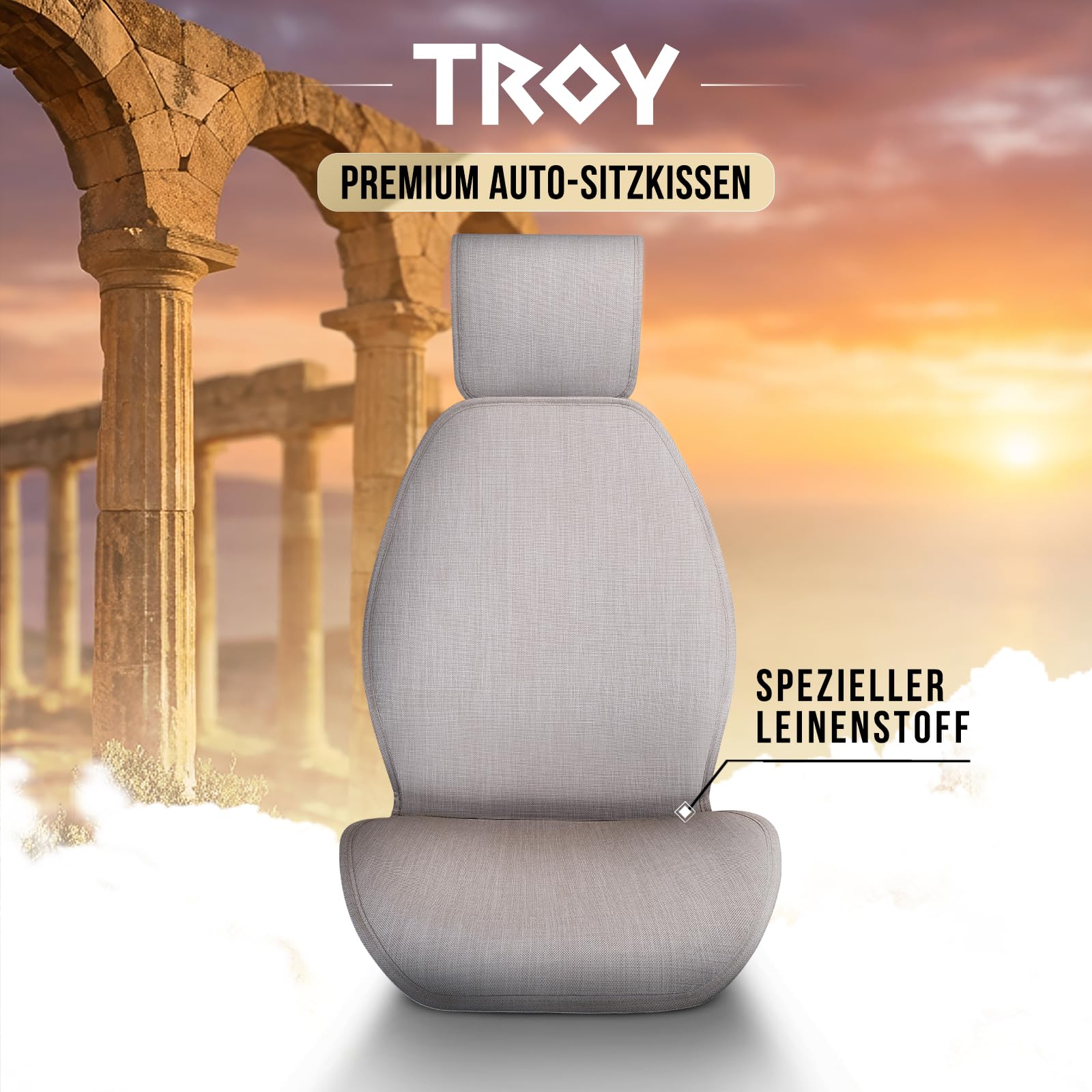 Housse de siège universelle en lin couleur os – Protection de siège respirante et déperlante avec ajustement antidérapant, adaptée aux airbags pour voitures et SUV, sièges avant