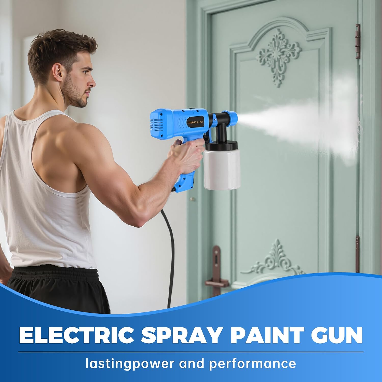 Paint Sprayer, 400W Electric Spray Gun with 5FT Cord, 900ML Tank for DIY
