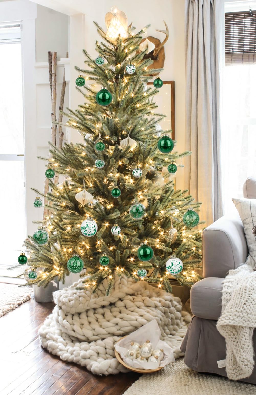 Briful Palline di Natale grandi da 12 cm, 4 pezzi, decorazioni nere per albero di Natale, palline e ornamenti da appendere per la casa e le feste