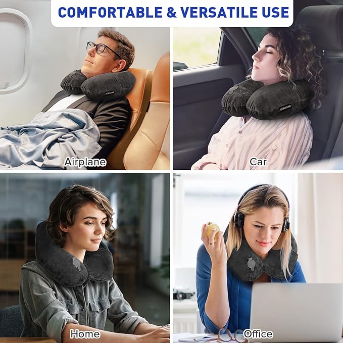 Almohada Inflable para Viaje U-Shape Acolchada Suave miniatura 4