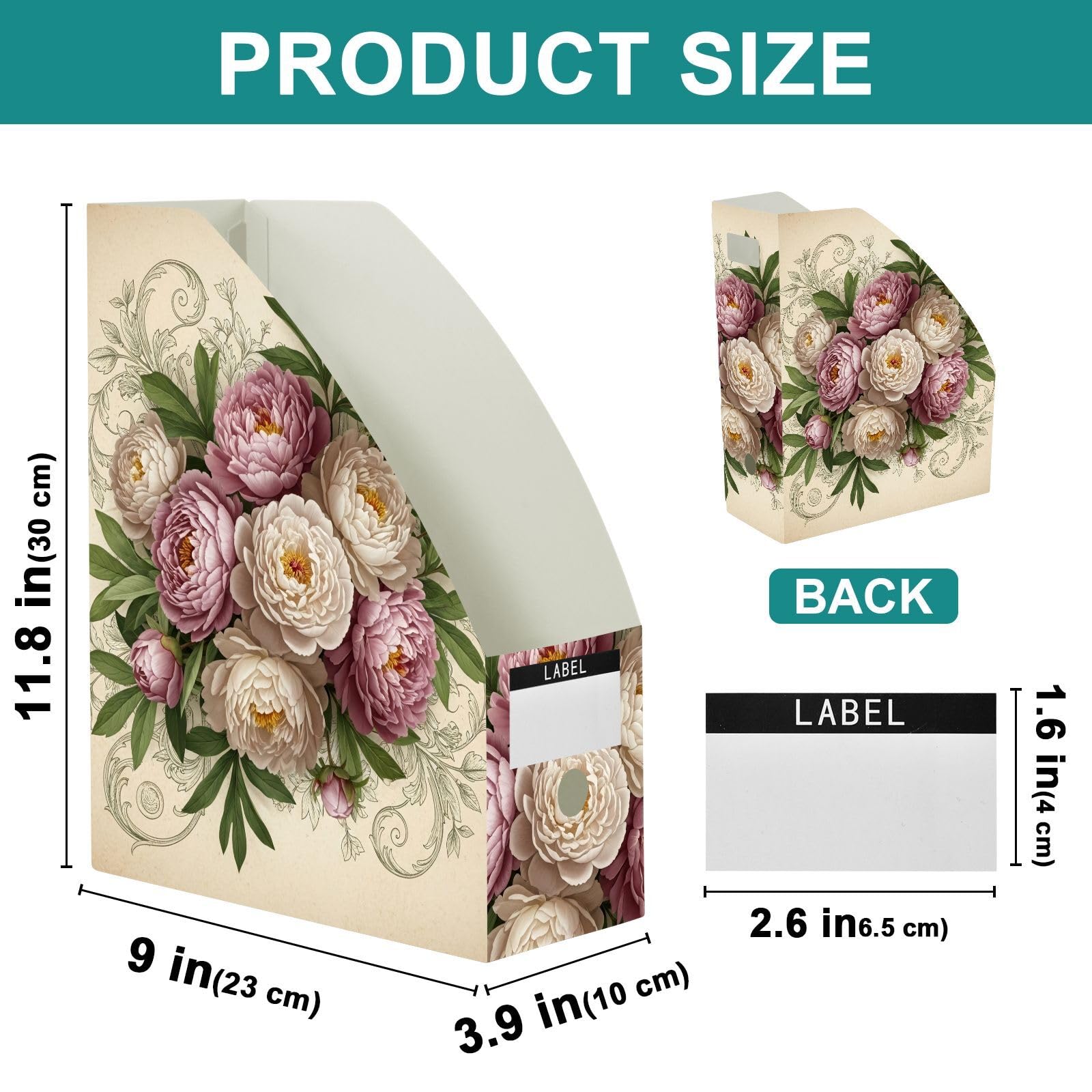 Zeitschriftensammler, Vintage-Stil, Blumenmuster, PP-Kunststoff, Rosa
