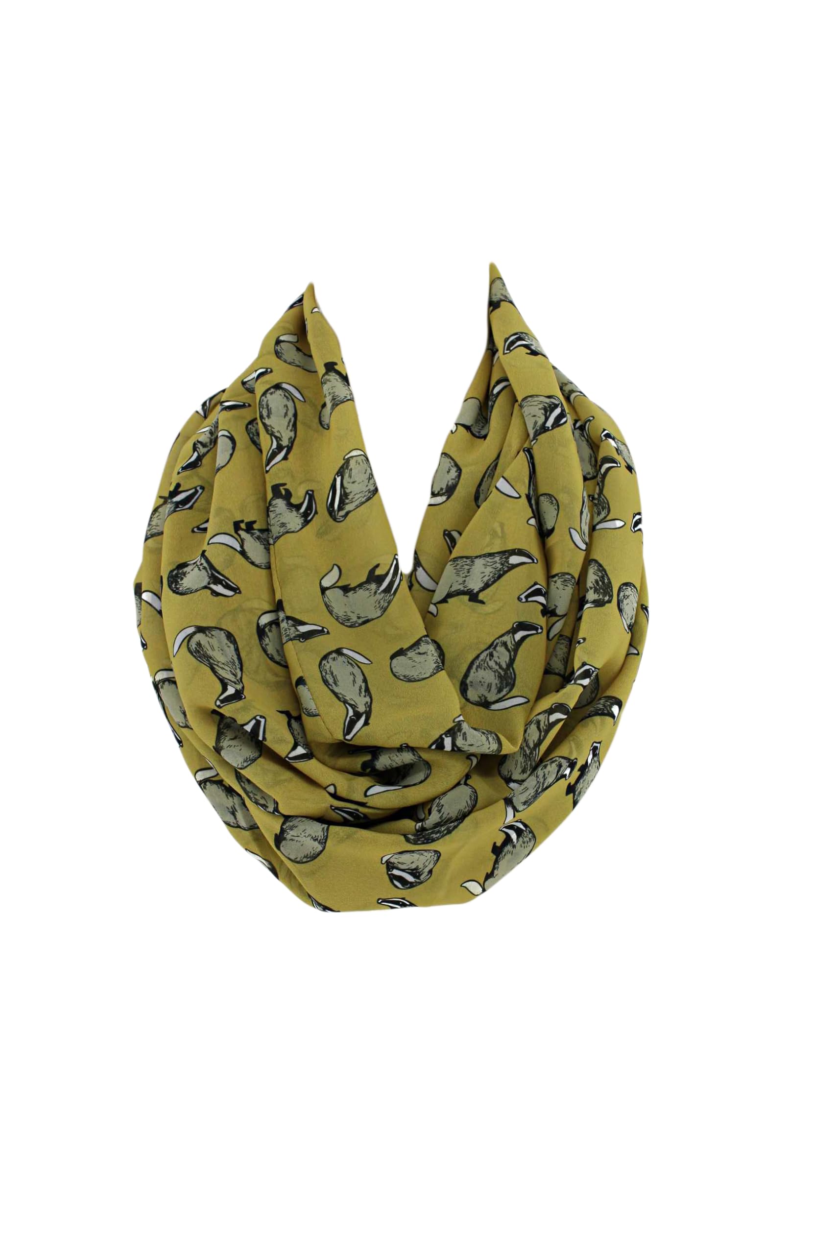 Etwoa Women's Mustard Badger Pattern Infinity Scarf Circle Scarf Loop Scarf, Large