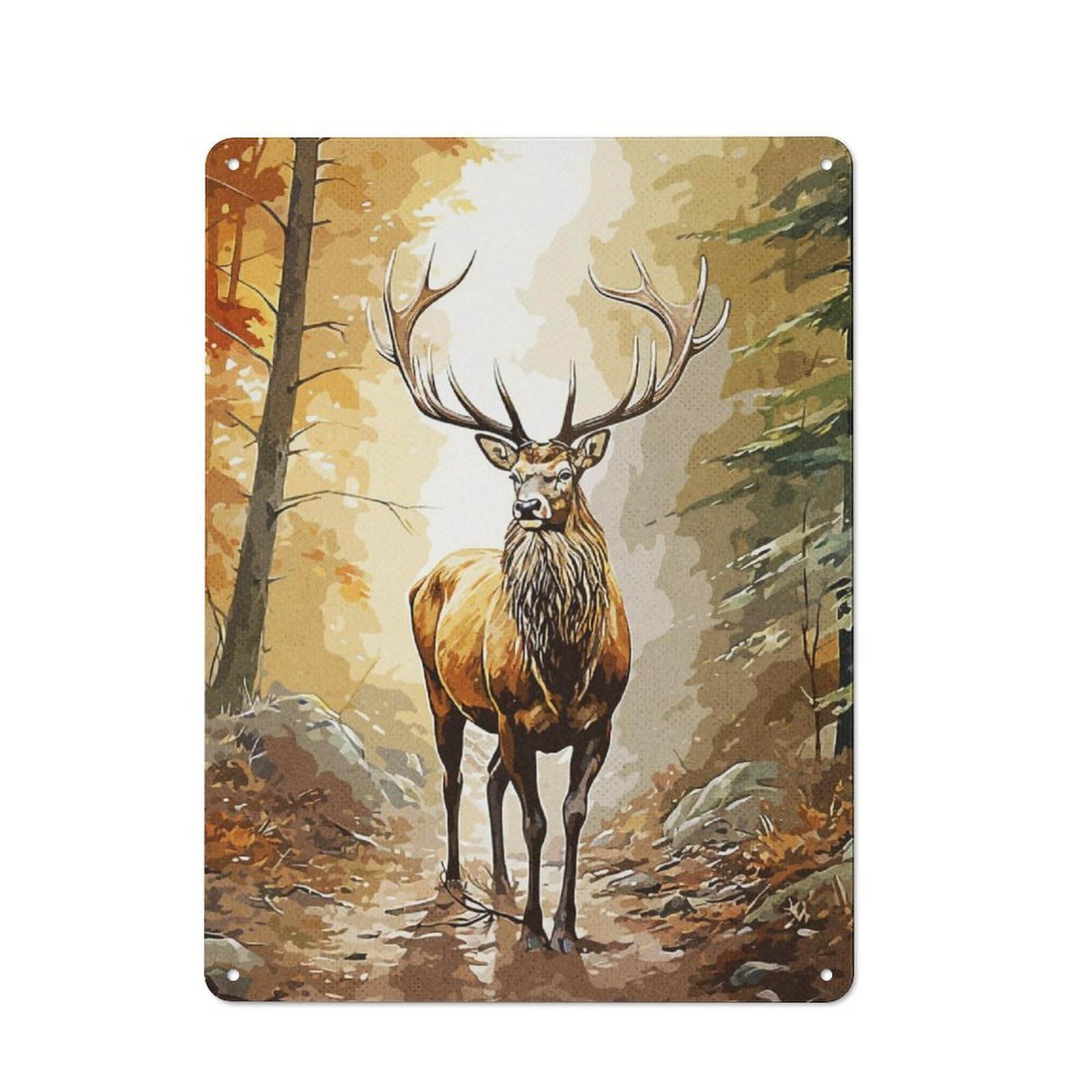 Junmoney Deer Forest For Lounge Or Reading Corner, Retro Metal Plaque 40X30cm, For Vintage Wall Decor Fans, For Metal Sign Collectors