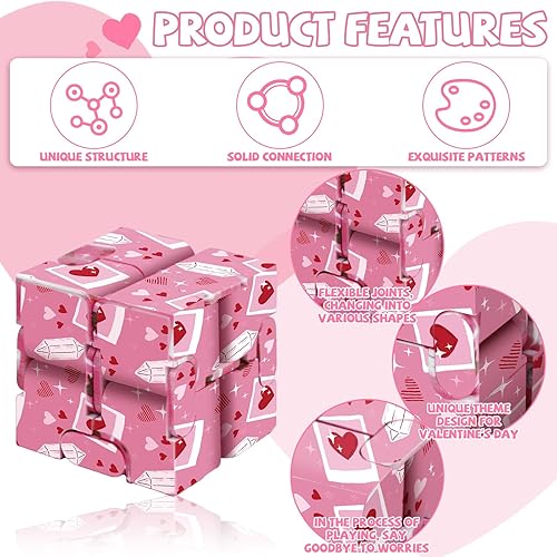 Miniatura 3 de Paquete de 24 cubos infinitos para el día de San Valentín con tarjetas y bolsas para el día de San Valentín, juguetes sensoriales, juguetes