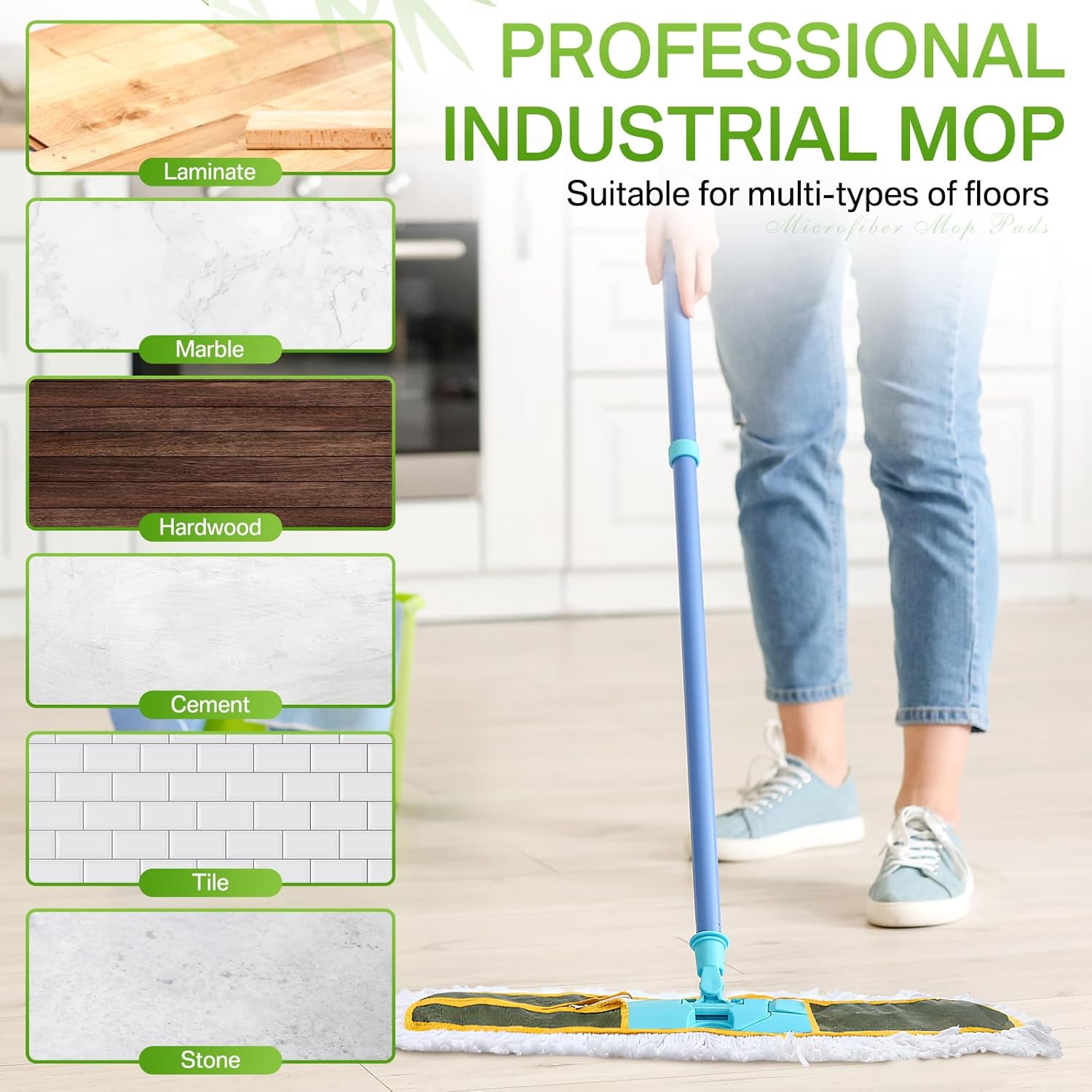Maxdot 3 Pack 36 Inch Dust Mop Replacement Head for Floor Cleaning Large Cotton Commercial Industrial Heavy Duty Mop Head Refills Sweeper Replacement Janitorial Supply for Hardwood