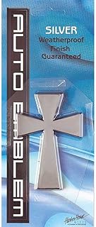Christian Cross Weatherproof Large Auto Emblem - Silver