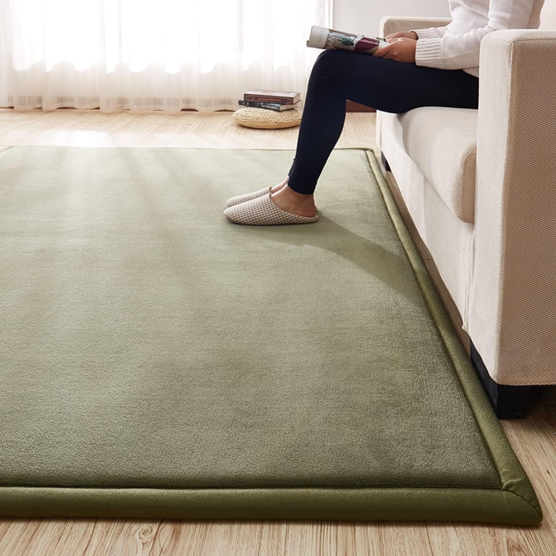 ホットカーペットカバー 洗える ラグ ラグマット フィブレ 床暖房対応 フランネル カーペット ラグカーペット sダークグリーン 長