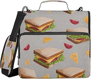 Kcldeci Sandwich on Gray 3 Ring 1.5 Inch Zipper Binder,500 Sheet Organizer Binder Bag with Shoulder Strap Expanding Files for School and Office