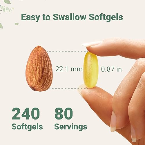 Miniatura 5 de Suplementos de aceite de pescado Omega 3 de triple fuerza tecnología de recubrimiento entérico sin polvo 3000 mg por porción 200 cápsulas blandas