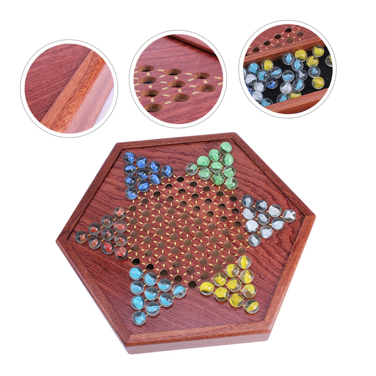 Set Gioco Dama Cinese in Legno con Scatola a Cassetto Esagonale, Gioco da Tavolo Strategico per Intrattenimento Familiare, Adatto a Giovani e Anziani