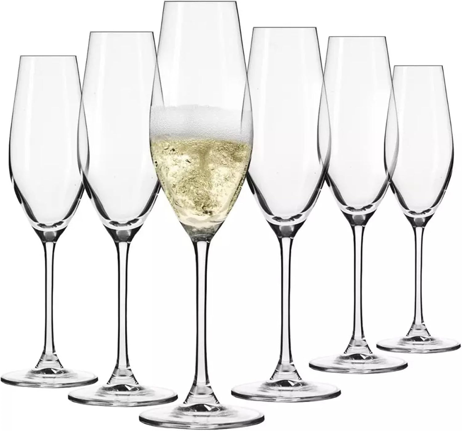 Krosno Champagne and Sparkling Wine Glasses, Set of 6, 7.10 oz, Splendor Collection, Lead-Free Crystal Glass, Flutes for Prosecco, Sparkling Wine, Champagne and Mimosas, Dishwasher Safe