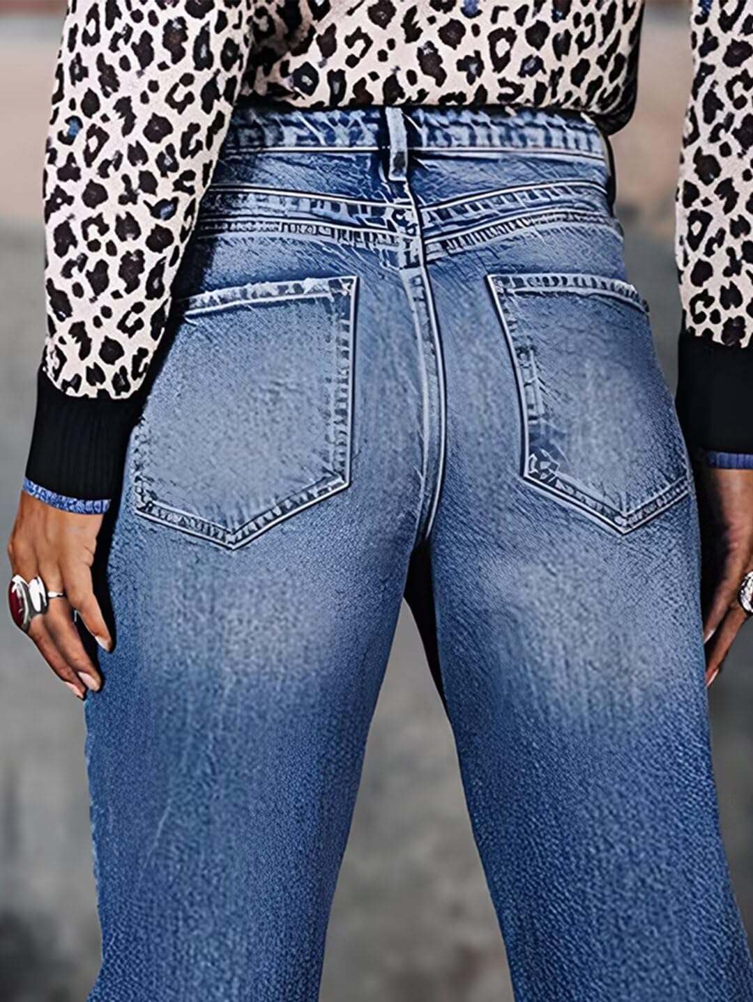 Flamingals Striaght Leg Jeans for Women Mid Rise Boyfriend Ripped Wash Roll Hem Cropped Jeans - Image 2