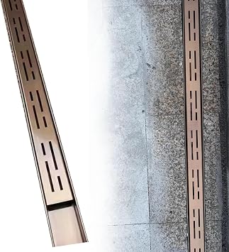 Channel Drainage 39 in Narrow Channel Drain Grate Decorative, Stainless Steel Garage Floor Trench Drain Grates, Commercial Slim French Drainage Strainer, 3 ColoursRose Gold,5x10cm2x4in