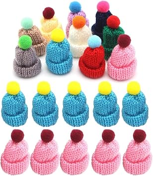 Mini Knitting Hat Doll Hat Doll Hat Art Diy Craft Knitting Decoration Christmas Tree Decor Jewelry Making Hair Accessories 20pcs Style 1
