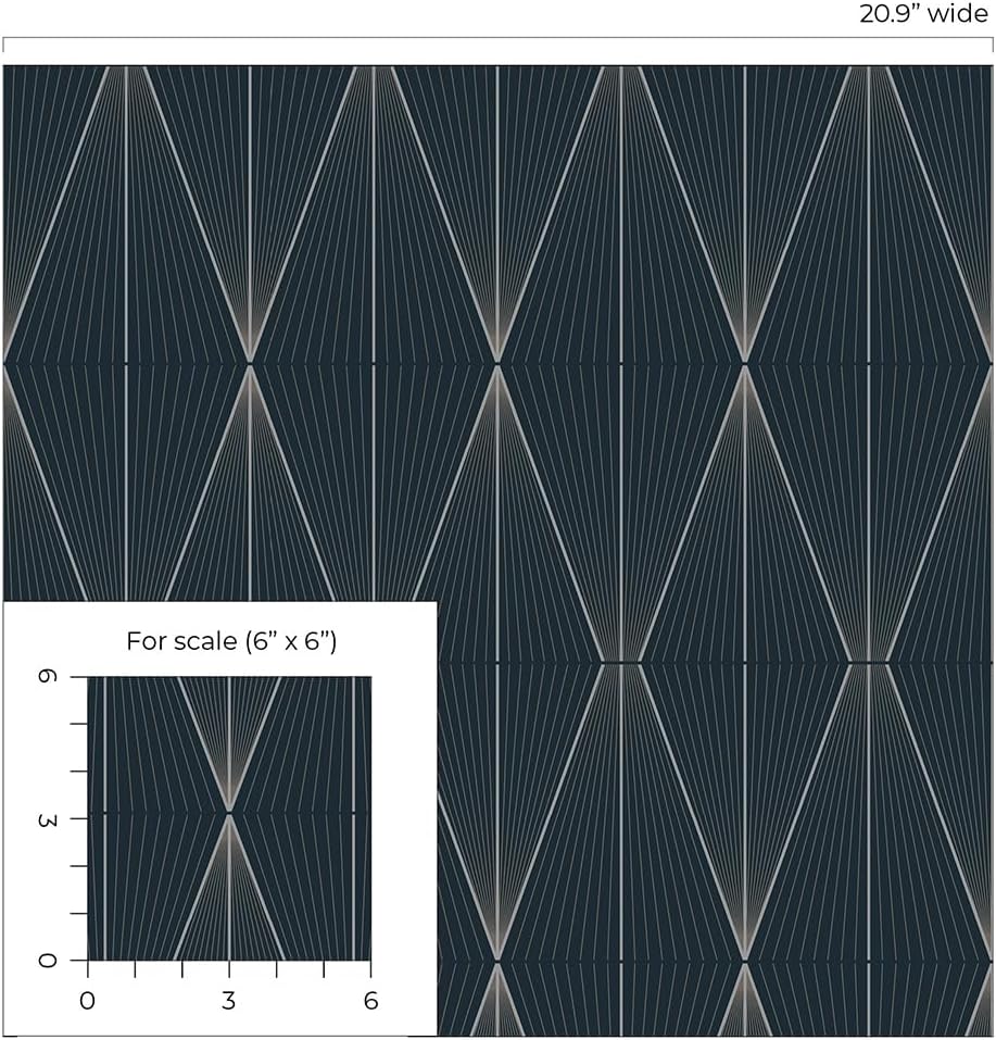 NextWall Geo Diamond Peel and Stick Wallpaper (Blue Denim & Pewter)
