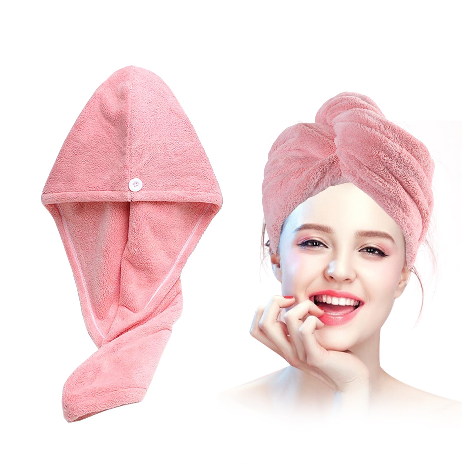 Xkzhrr Toallas para Secar El Pelo, 2pcs Gorro de Pelo Seco para Mujeres, Toalla Pelo Microfibra Anti frizz,Turbante Microfibra Pelo,SúPer Absorbentes de Secado RáPido(Rosa)