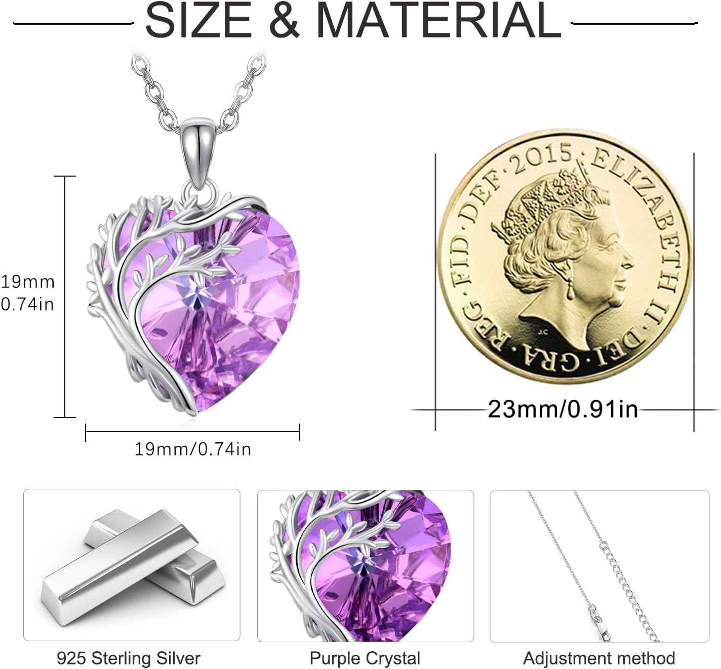 Tree of Life Necklace for Women 925 Sterling Silver Crystal Tree of Life Pendant Necklace Crystal Pendant Jewelry Gift for Women - Image 5