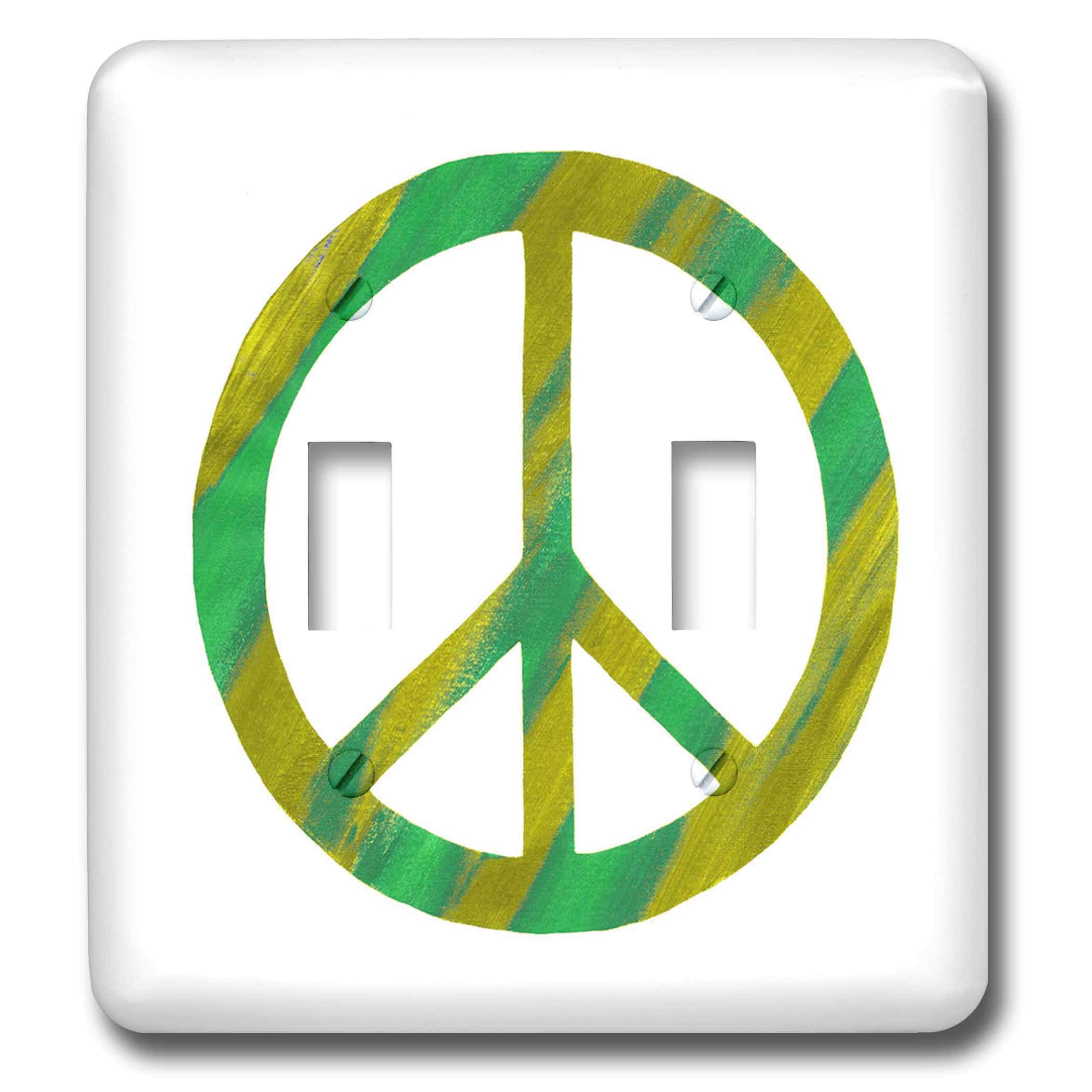 Double interrupteur à bascule motif symbole de la paix jaune et vert