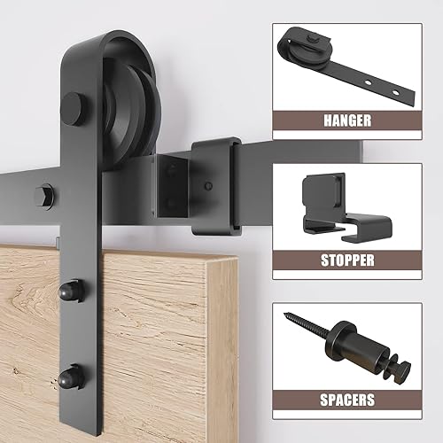 Miniatura 4 de Kit de herrajes para puerta de granero de 6 pies, juego de herrajes modulares resistentes para puertas interiores y exteriores