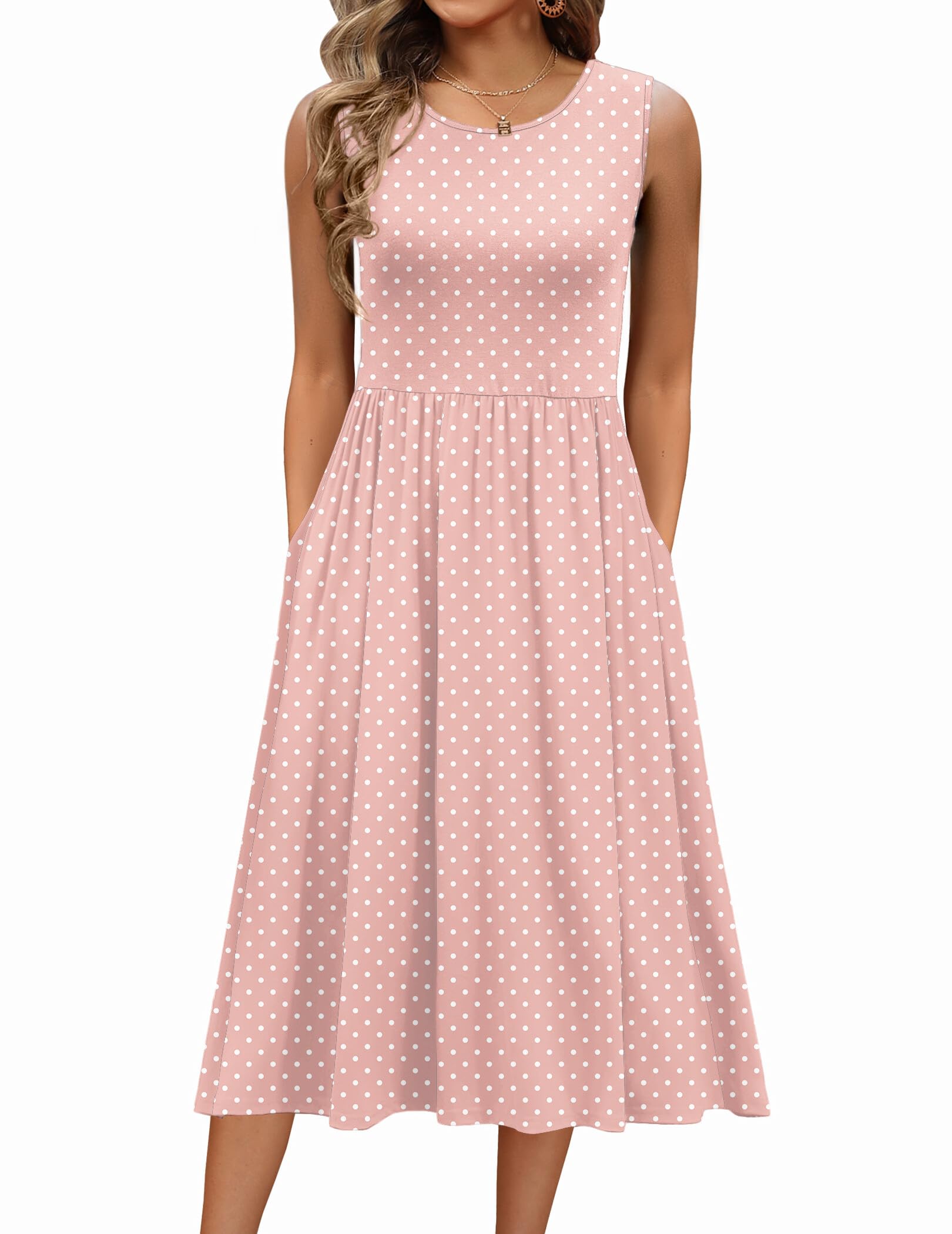 Zeagoo Women's Summer Tank Midi Dress with Pockets Floral Sleeveless A-Line Casual Loose T-Shirt Dresses Beach Sundress 2026
