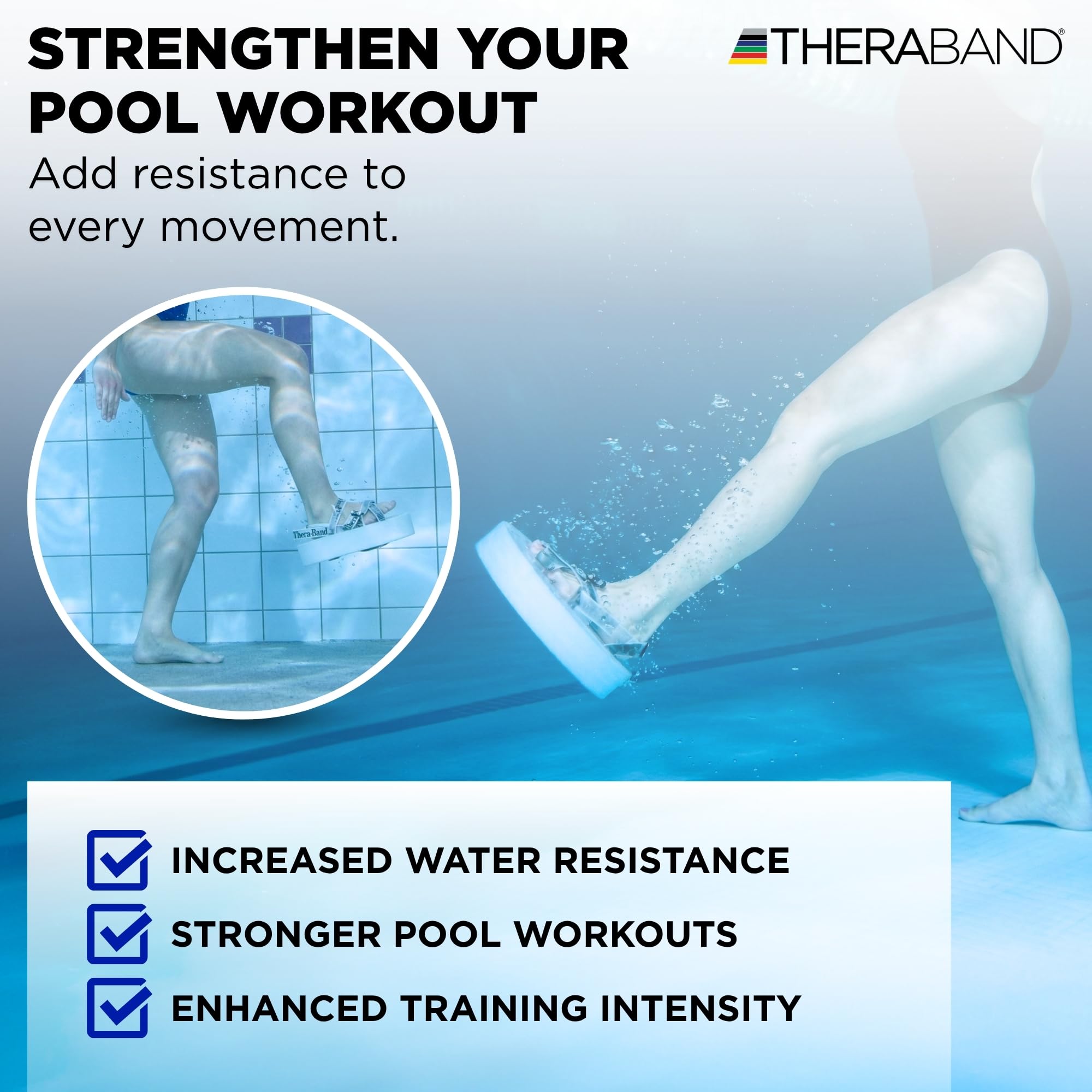 Theraband Zamknięty łańcuch pływacki z paskami na stopy, sprzęt do hydroterapii bioder, nóg i ramion, stabilizacja, lekcje pływania, trening pływania i ćwiczenia wodne