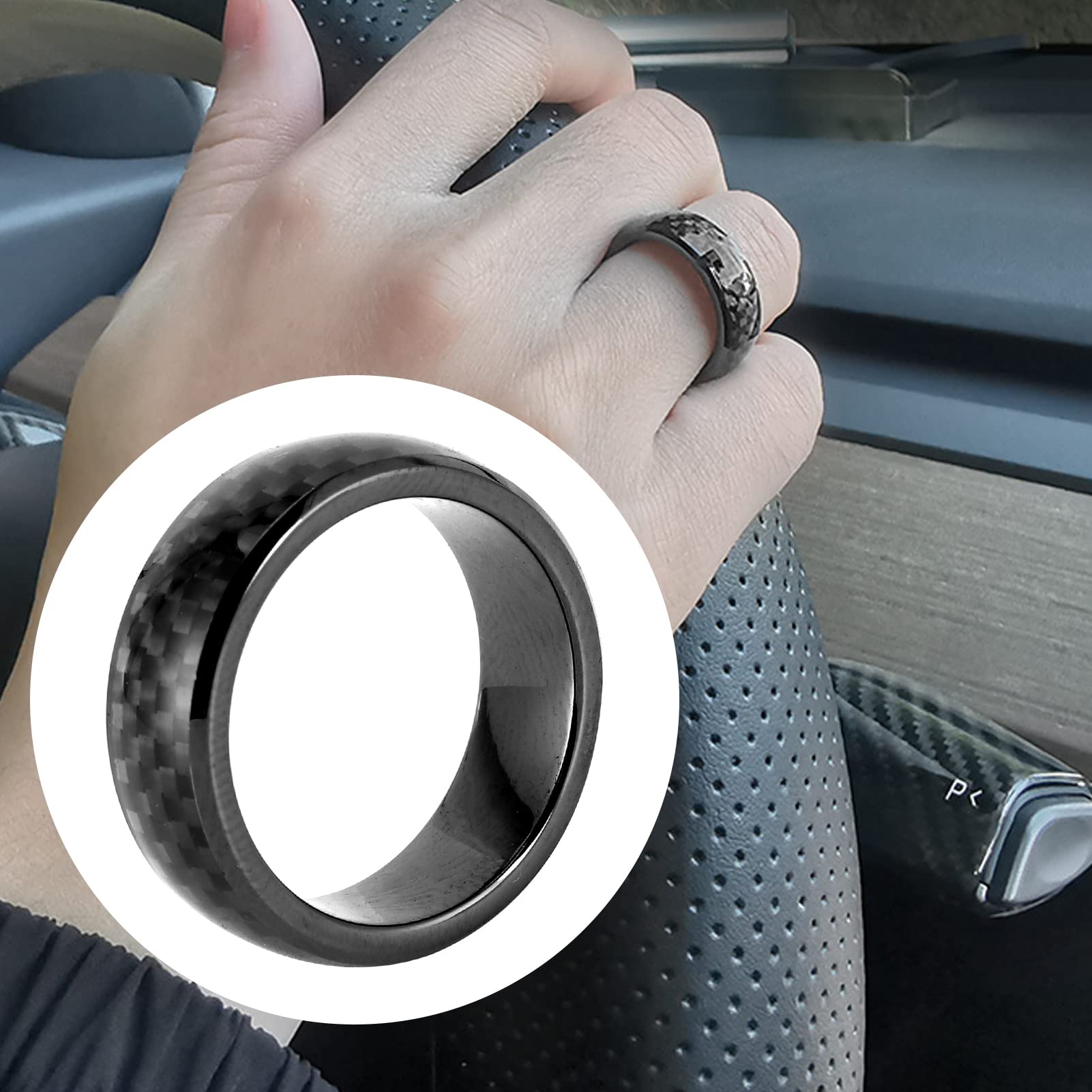 Inteligentny breloczek do samochodu z włókna węglowego z pudełkiem Inteligentny pierścień Akcesoria do wymiany karty-klucza Brelok do modelu .3/X/S/Y Auto Security Systerms (11)