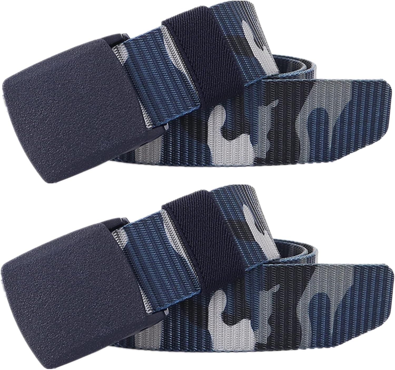Mens Belt, Camouflage Tactical Military Nylon Webbing Belt with Metal-free Buckle, 2 Pack