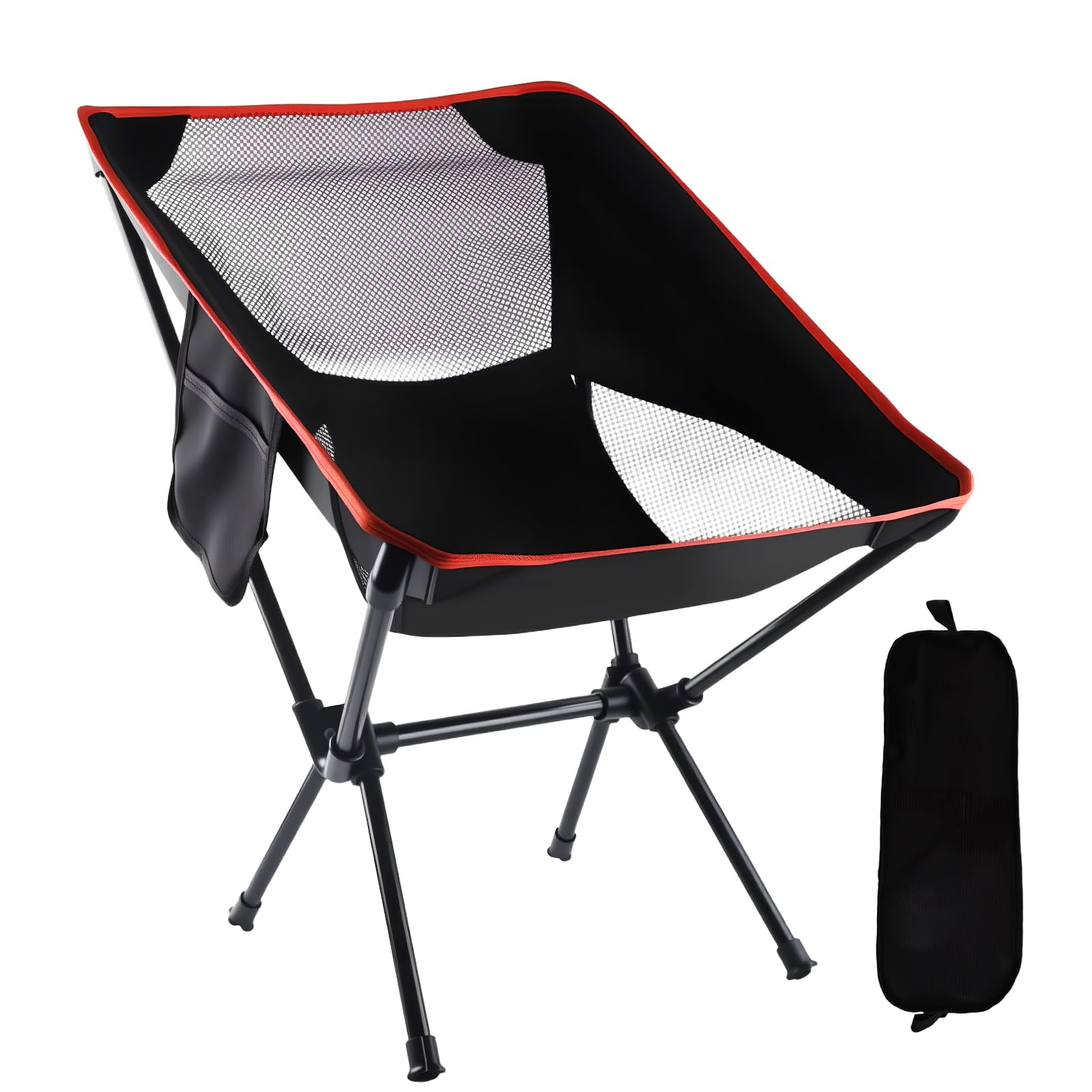 Campingstuhl Faltbar Klein, Ultraleicht, Klappstuhl mit Tragetasche, Mini Campingstuhl Faltbar für Picknick, Camping, Angeln, Wandern, Outdoor, (Schwarz)