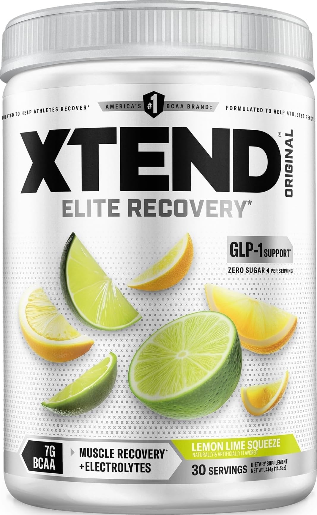 Xtend Original BCAA Powder with Zero Sugar, 7g BCAA, 30 Servings | Lemon lime squeeze flavor with Zero sugar and 7g BCAAs for muscle recovery, hydration and performance.